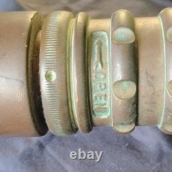 Elkhart Brass Mfg Co Vintage Brass Fire Hose Nozzle with Open/Close Markings