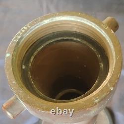 Elkhart Brass Mfg Co Vintage Brass Fire Hose Nozzle with Open/Close Markings