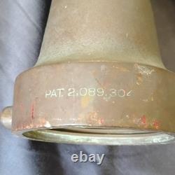 Elkhart Brass Mfg Co Vintage Brass Fire Hose Nozzle with Open/Close Markings