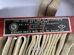 Elkhart Brass Mfg S-41 Fire Rescue Hose Rack W 50' Hose & Nozzle 1966 Vintage