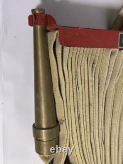 Elkhart Brass Mfg S-41 Fire Rescue Hose Rack W 50' Hose & Nozzle 1966 Vintage