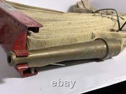 Elkhart Brass Mfg S-41 Fire Rescue Hose Rack W 50' Hose & Nozzle 1966 Vintage