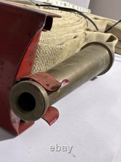 Elkhart Brass Mfg S-41 Fire Rescue Hose Rack W 50' Hose & Nozzle 1966 Vintage