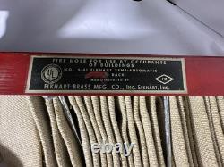Elkhart Brass Mfg S-41 Fire Rescue Hose Rack W 50' Hose & Nozzle 1966 Vintage