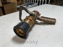 Elkhart Solid Brass Marine Fire Hose Nozzle, 95 GPM, Military Grade NSN