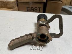 Elkhart Solid Brass Marine Fire Hose Nozzle, 95 GPM, Military Grade NSN