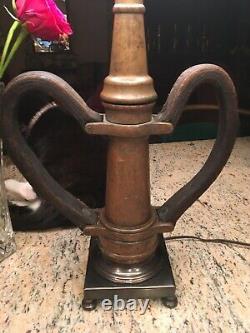 EureKa Fire Hose Mfg. 21/2 In. Vintage Fire Nozzle Custom Lamp 31 H X 12 W