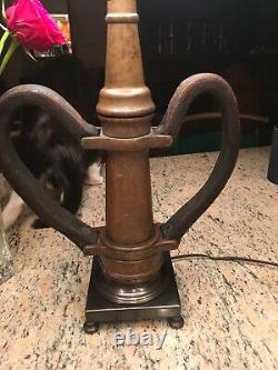 EureKa Fire Hose Mfg. 21/2 In. Vintage Fire Nozzle Custom Lamp 31 H X 12 W