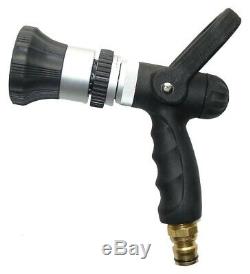 FIRE FIGHTING BLACK HOSE 20mm 3/4 x 36m COIL FITTED BRASS NOZZLE BONUS LEVER GUN