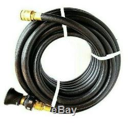 FIRE FIGHTING BLACK HOSE 20mm 3/4 x 36m COIL FITTED BRASS NOZZLE BONUS LEVER GUN