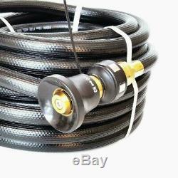 FIRE FIGHTING BLACK HOSE 20mm 3/4 x 36m COIL FITTED BRASS NOZZLE BONUS LEVER GUN