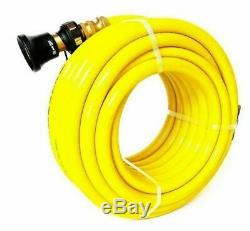 FIRE FIGHTING REEL YELLOW HOSE 20mm 3/4 x 36m COIL FITTED BRASS NOZZLE SAFETY