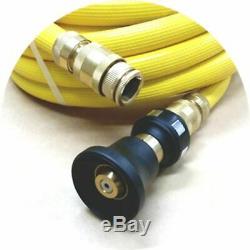 FIRE FIGHTING REEL YELLOW HOSE 20mm 3/4 x 36m COIL FITTED BRASS NOZZLE SAFETY