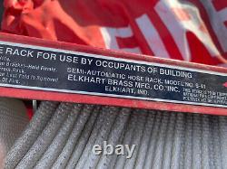 FIRE HOSE 1-1/2 250 psi, 100' with Nozzle & Elkhart Pin Rack & Cover, NEW