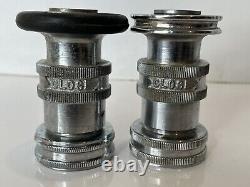 FM fire hose water nozzle attachment lot of 2 chrome metal firefighter vintage