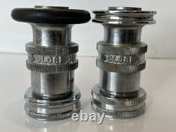 FM fire hose water nozzle attachment lot of 2 chrome metal firefighter vintage
