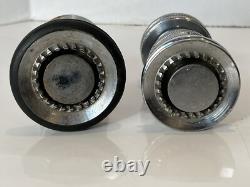 FM fire hose water nozzle attachment lot of 2 chrome metal firefighter vintage