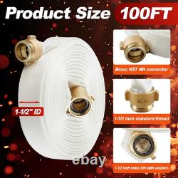 Fire Hose 100 FT X 1-1/2 ID, M × F NST/NH Brass Couplings