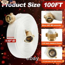 Fire Hose 100 FT x 1-1/2 ID, M × F NST/NH Brass Couplings