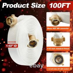 Fire Hose 100 Ft X 1-1/2 Id, M × F Nst/Nh Brass Couplings, Npt to Nh Adapter, F