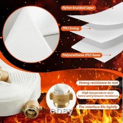 Fire Hose 50 FT X 1-1/2 ID, M × F NST/NH Brass Couplings, NPT to NH Adapter, Fi