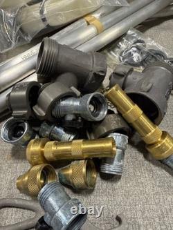 Fire Hose Kit with 50-Foot Hose, Aluminum Nozzles, and Brass Adapters