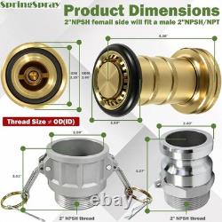 Fire Hose Nozzle 2 Brass Constant Flow Heavy Duty Fog SpringSpray NPSH Aluminum