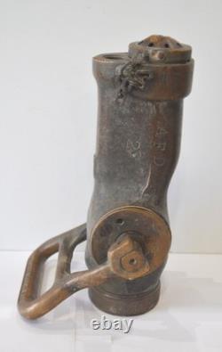Fire Hose Nozzle, item T 972, solid brass fire hose nozzle, WW2 era, 1940's, Fog