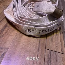 Fire Hose, White, 1-1/2 ID, 500 PSI Burst Pressure, Brass Connects Fire Nozzle