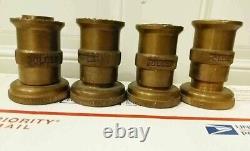 Four Vintage Elkhart Brass Fire Hose Spray Nozzles