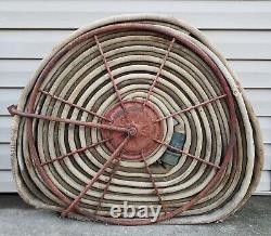 HUGE Antique American LaFrance Red Fire Hose Reel Industrial Factory Truck Prop