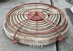 HUGE Antique American LaFrance Red Fire Hose Reel Industrial Factory Truck Prop