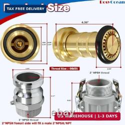 Heavey Duty 2 NPSH Brass Fire Hose Nozzle with 2 x 2 Inch Aluminum Camlock Fitt