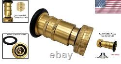 Heavy-Duty 1.5 Brass Fire Hose Nozzle Adjustable Control & 1-Year Warranty