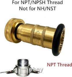 Heavy-Duty 1.5 Brass Fire Hose Nozzle Adjustable Control & 1-Year Warranty