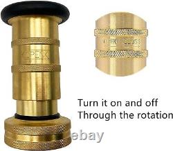 Heavy-Duty 1.5 Brass Fire Hose Nozzle Adjustable Control & 1-Year Warranty