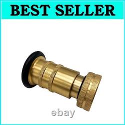 Heavy-Duty Brass Fire Hose Nozzle with 1 Threaded Inlet and Customizable Jet