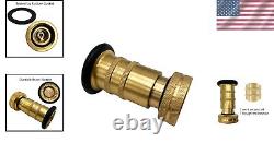 Heavy-Duty Brass Fire Hose Nozzle with 1 Threaded Inlet and Customizable Jet
