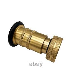 Heavy-Duty Brass Fire Hose Nozzle with 1 Threaded Inlet and Customizable Jet