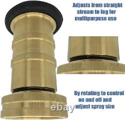 Heavy Duty Brass Fire Hose Spray Nozzle 85 gpm Industrial Jet Fog Nozzle