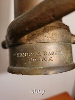 Henry Barnes Boston, Mass Brass Fire Nozzle 30 Dual Handle NICE