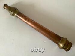 Home front WW2 1942 copper / brass Fire brigade hose nozzle, J Russell 22 long