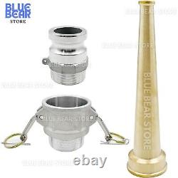 Industrial Fire Hose Nozzle 1.5 NPSH/NPT Threads Spray Jet Fog Camlock Fittings