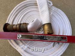 LOT-Vintage Fire Equipment Hose, Brass Nozzle and Croker Model A0051C Hose Rac