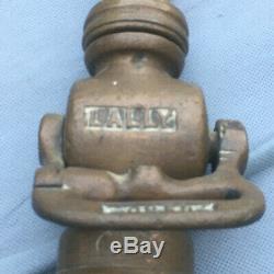 Lally Co. 9 Inch Solid Brass Fire Nozzle with Lever Shut Off and Collar Antique