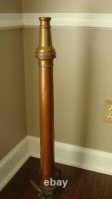 Large 30 Inch Antique Copper And Brass Fire Hose Nozzle