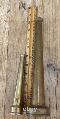 Lot Antique Brass 10 & 6 Long Fire Fighting Hose Nozzle Tip Firefighter Tool