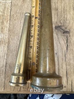 Lot Antique Brass 10 & 6 Long Fire Fighting Hose Nozzle Tip Firefighter Tool