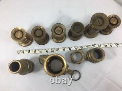 Lot Of 10 Brass Fire Hose Nozzles Camlock & Couplings Various Sizes Heavy Duty
