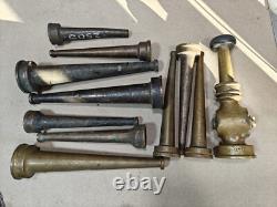 Lot Of 12, Vintage Powhatan Brass Fire Nozzles, 1-1/2 And More